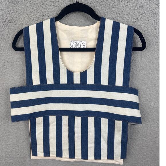 Nancy Stella Soto Denim Striped Leisure Suit Size S Avant Garde Designer Rare - Picture 8 of 12
